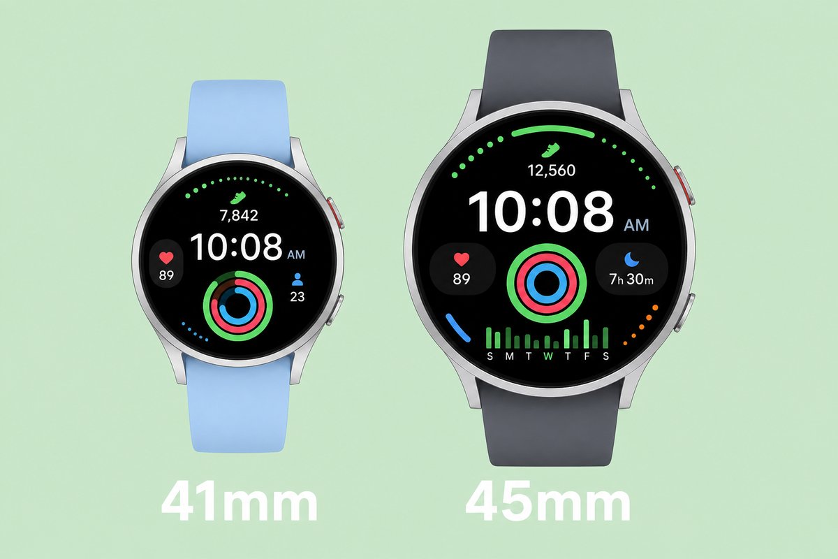 Garmin Venu 4の41mmと45mmのサイズ比較イメージ